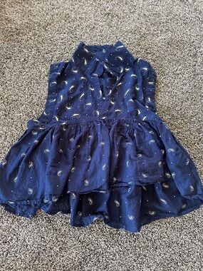 Source Unknown Navy Paisley Tiered Sleeveless Blouse